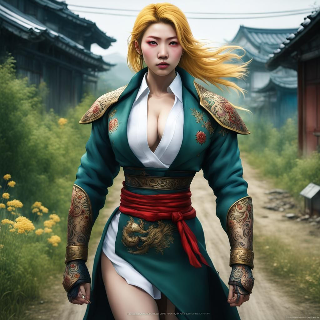 Korean Woman Warrior with Yakuza Tattoos