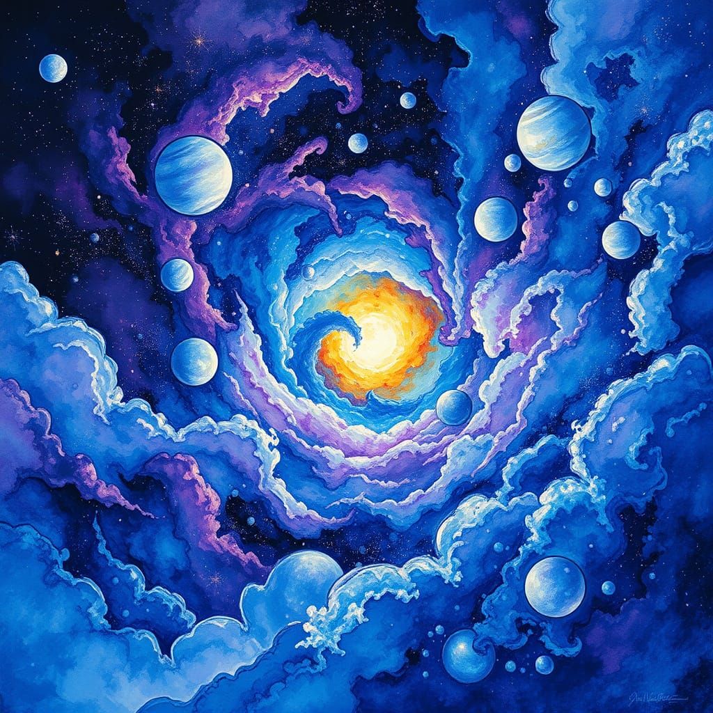 Dreamlike Universe in Vibrant, Impasto Brushstrokes