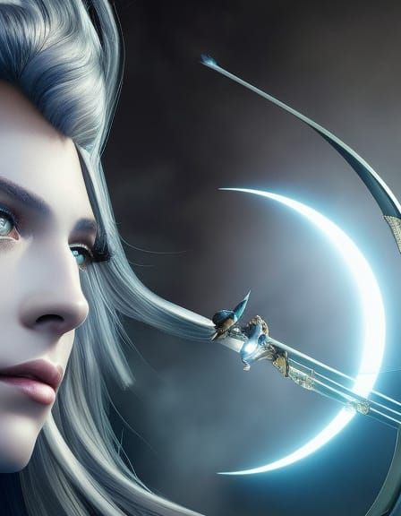 Detailed Portrait of Artemis, Moon Goddess