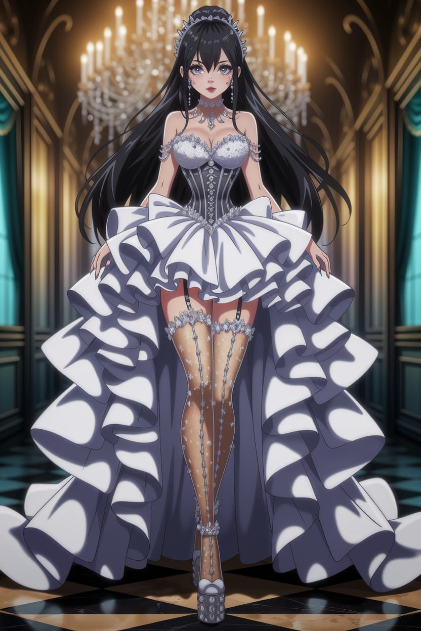 Anime Portrait: Dominican Woman in Gothic Jewelry Dress