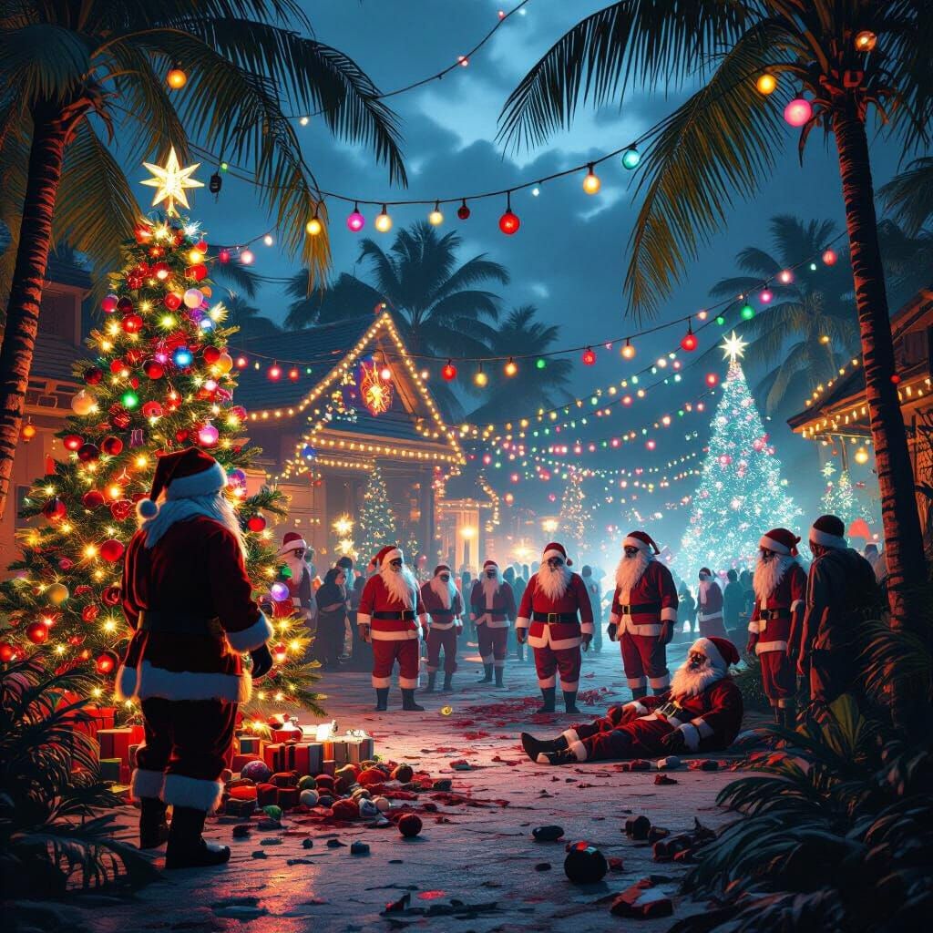 Zombie Apocalypse Ruins Tropical Christmas Resort