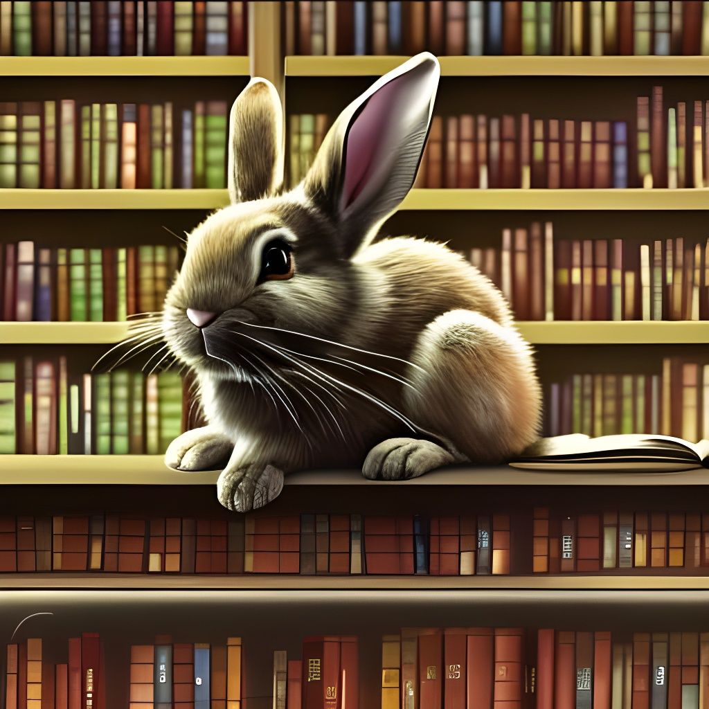 Rabbit in Library: Studio Ghibli Anime Visual
