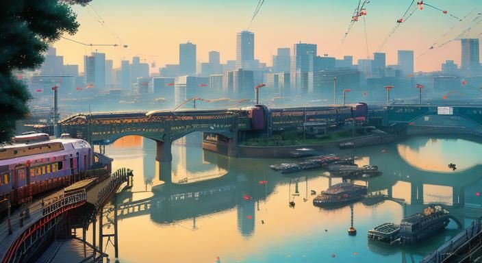 Tokyo Subway in Studio Ghibli Anime Style