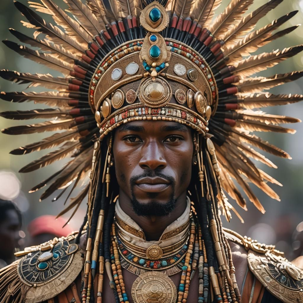 African Prince Wearing Magnificent Headdress