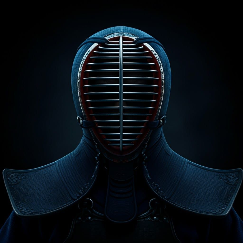 Kendo Fighter Helmet Profile in Cinematic Style