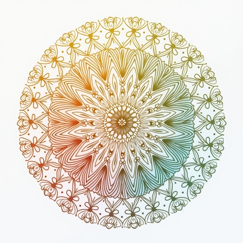 Intricate Mandala Design with Golden Outline in Pastel Color...