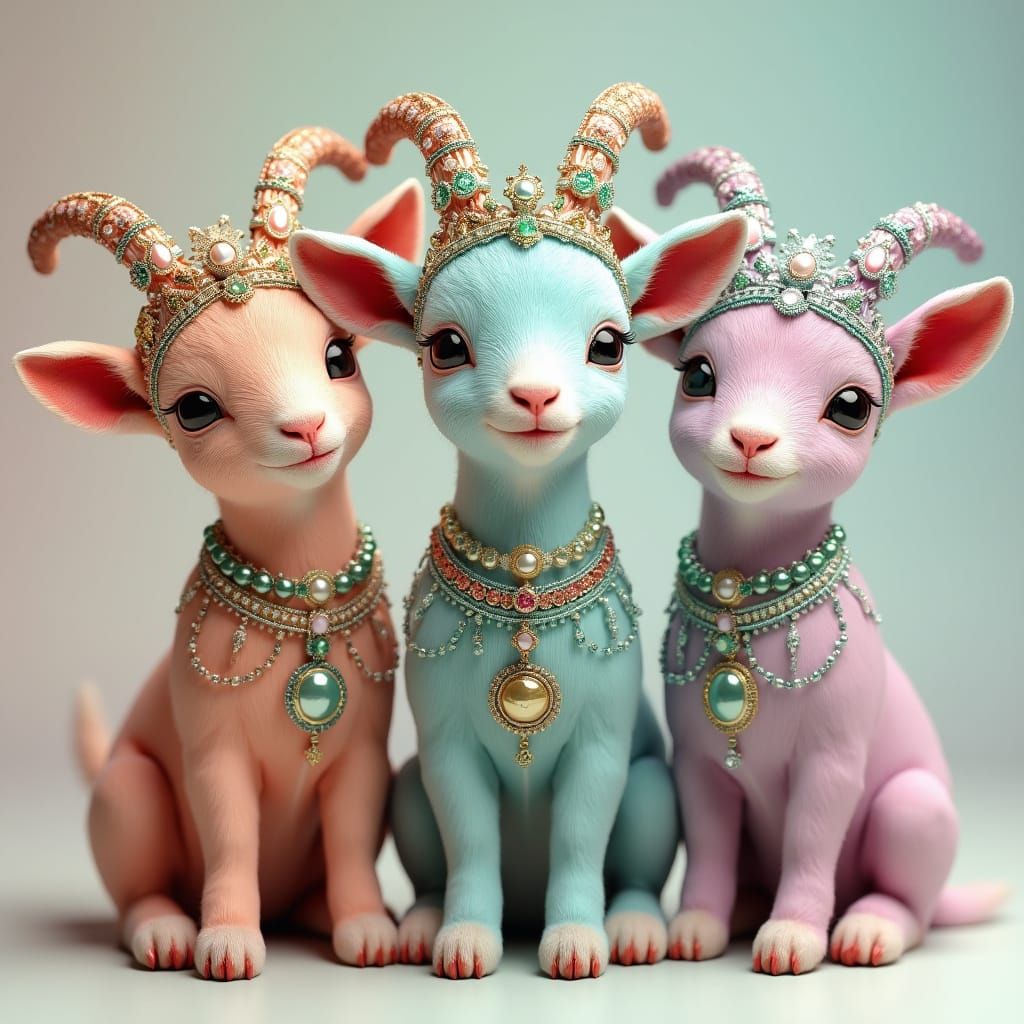 Cyberpunk Baby Goats in Whimsical Costumes