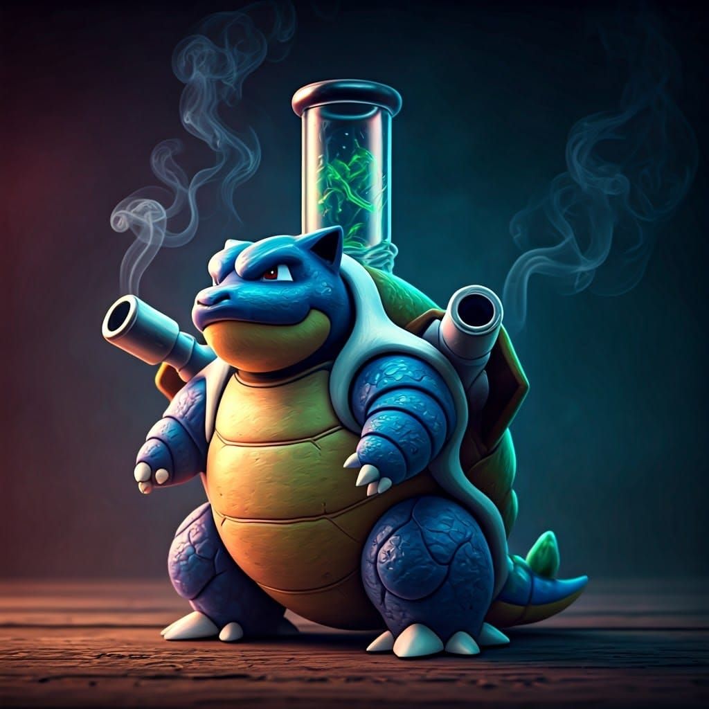 Blastoise Figure Transformed into Glass Bong