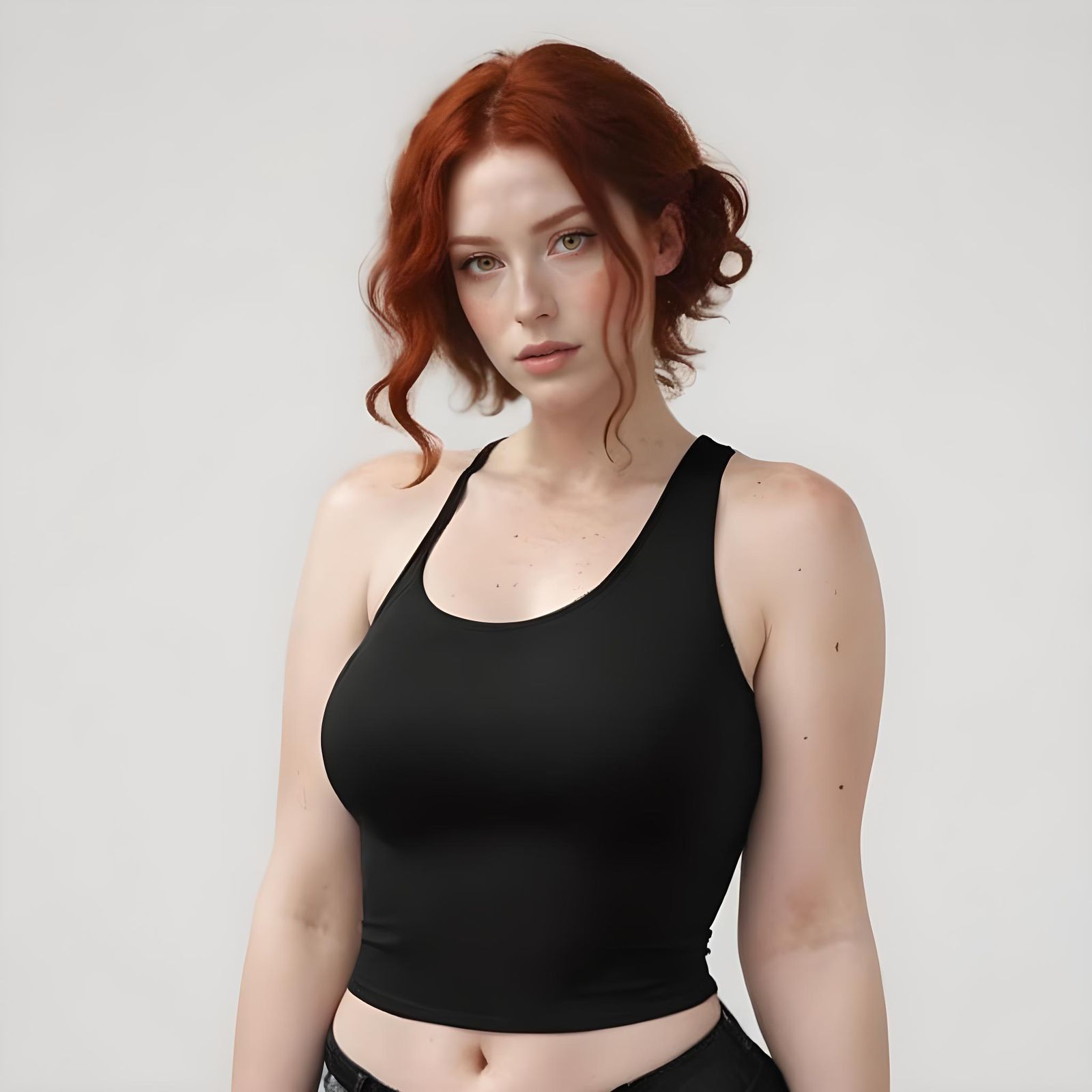 Portrait of a Nervous Young Woman with Red Hair