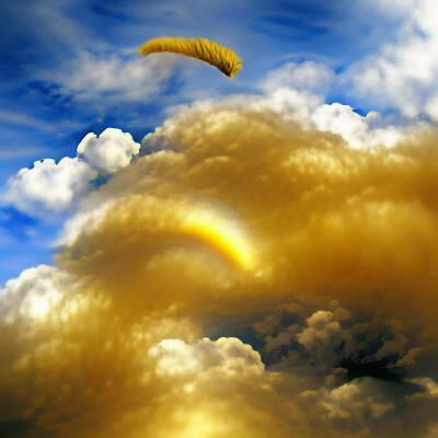 Golden Rainbow Shimmers in Cloudy Sky