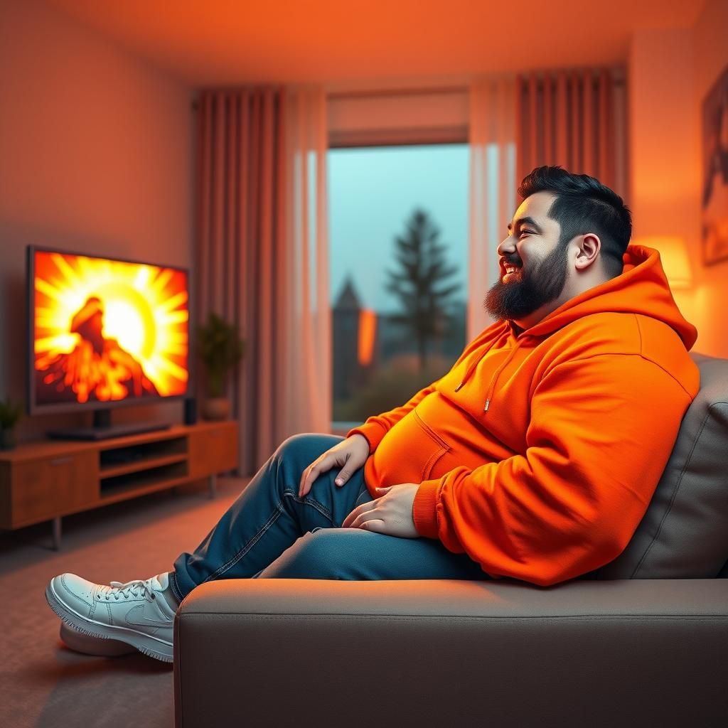 Retro-Futuristic Man Watching TV in Pop Art Style