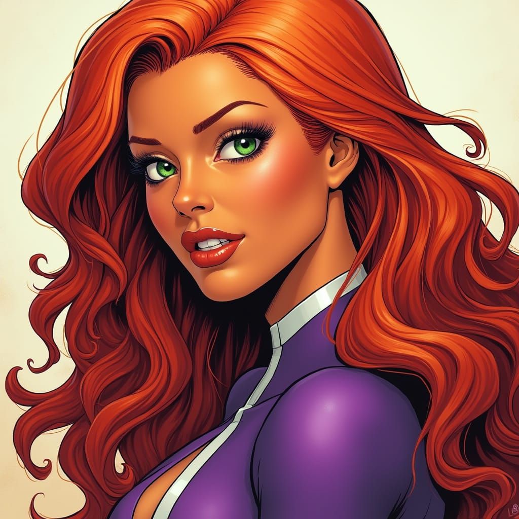 Starfire in Comic Book Art Style