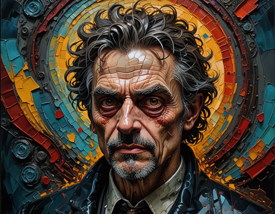 Psychopath Portrait with Impasto Textures in Radiumpunk Styl...