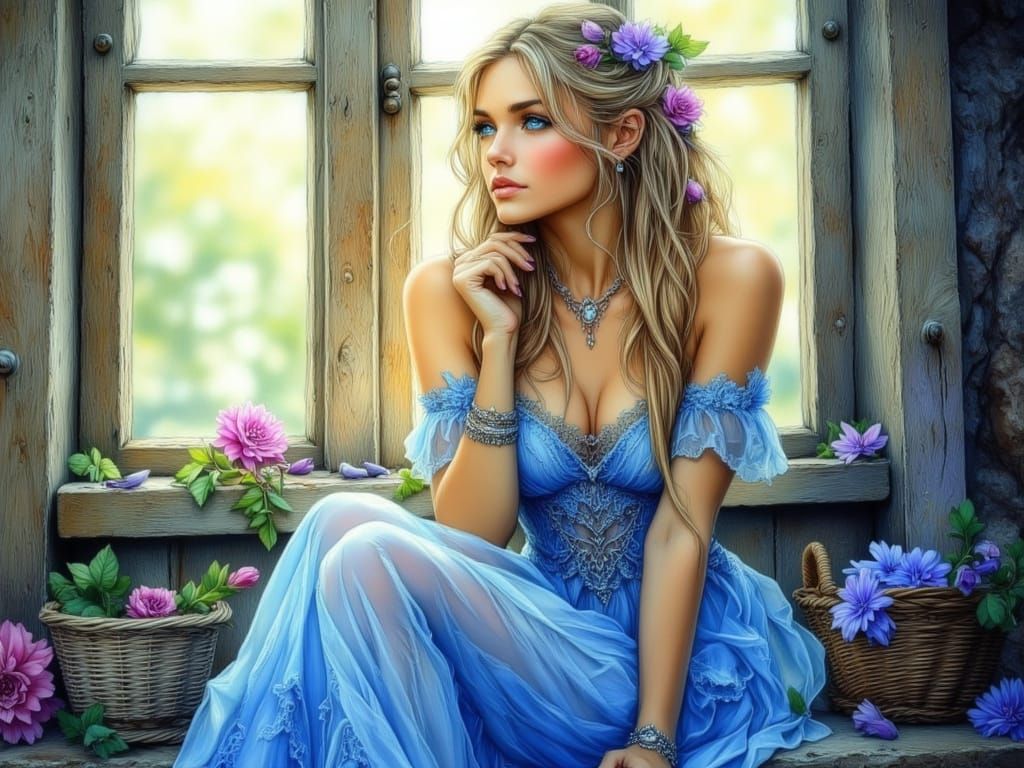 Norse Goddess Portrait in Romantic Fantasy Style