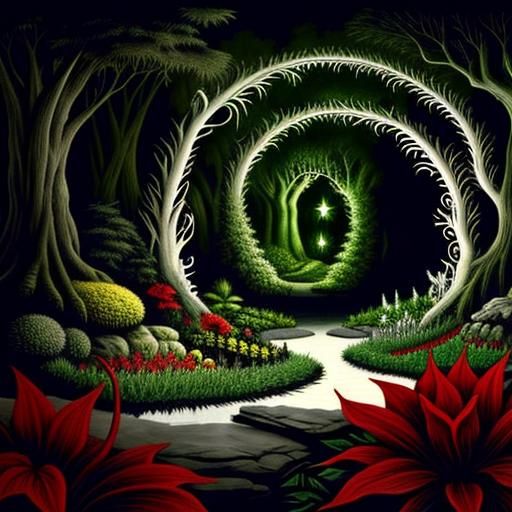 Magical Botanical Garden: Ink and Color Fantasy World