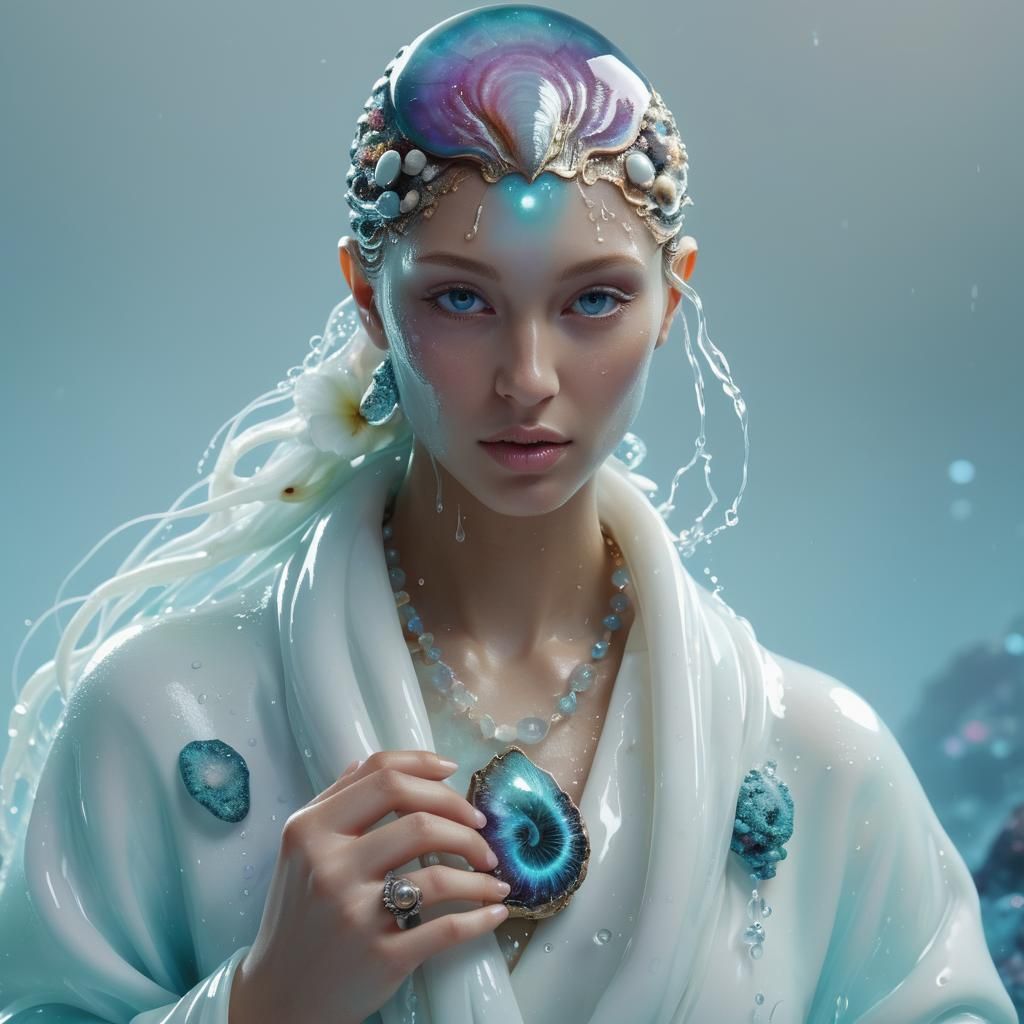 Ethereal Water Elemental Concept Art in Bioluminescent Envir...