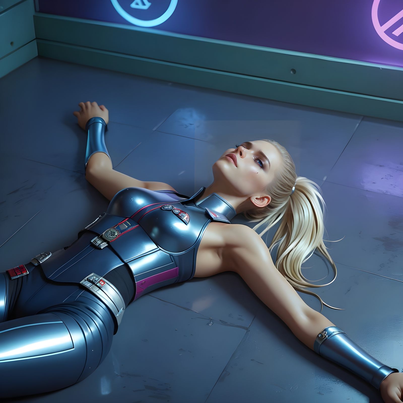 Cyberpunk Heroine in Captivity
