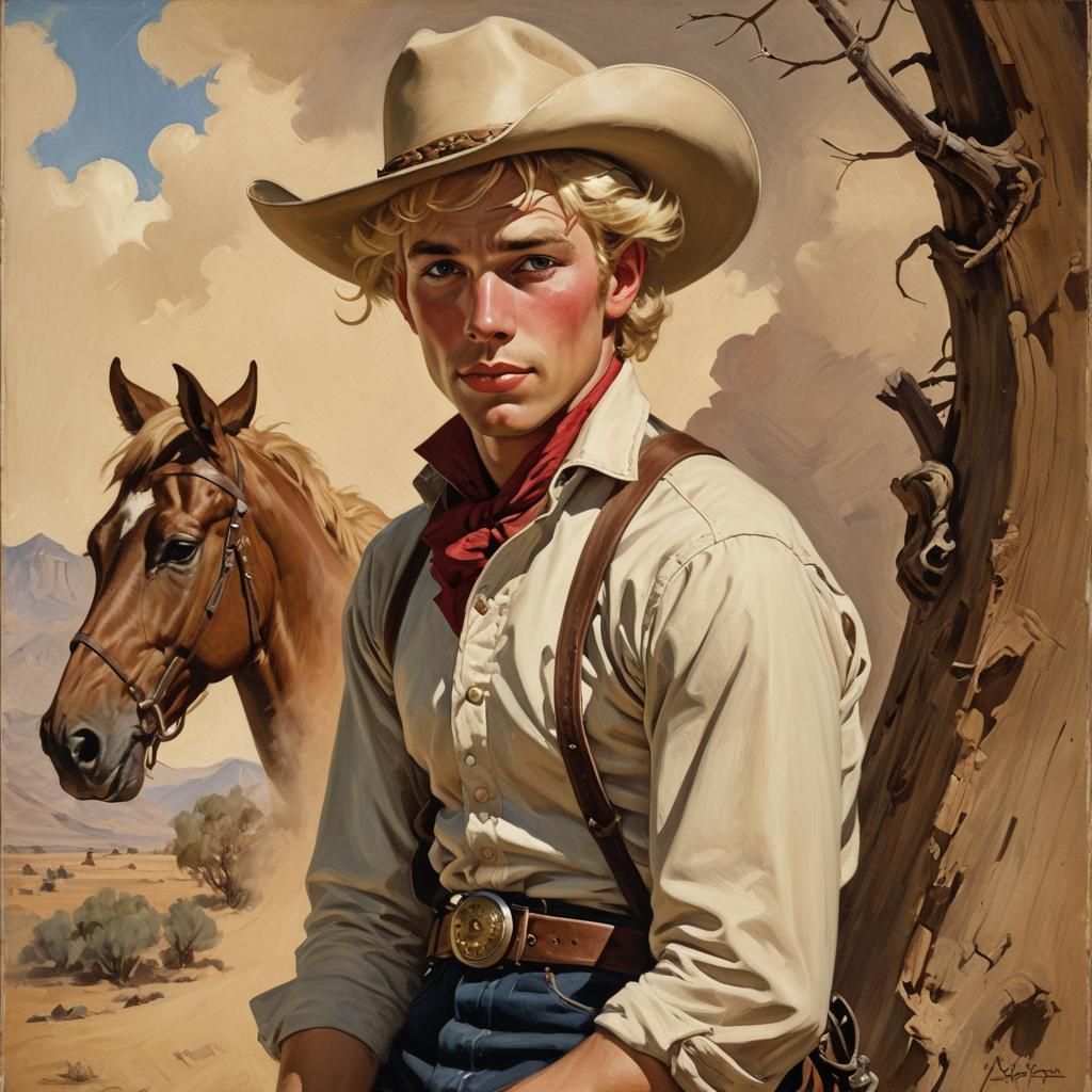 Victorian Cowboy Portrait in Pin-Up Style