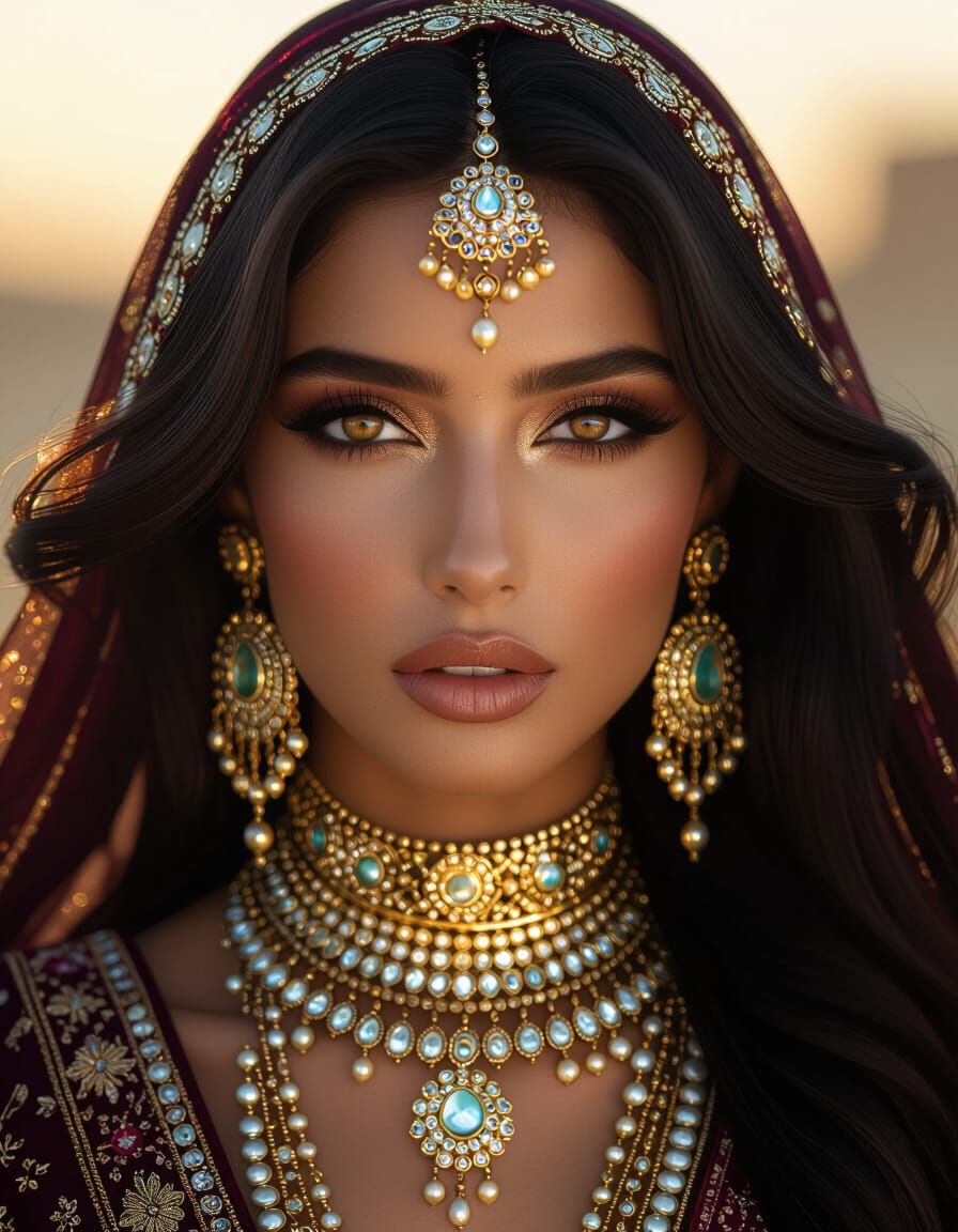 Mesmerizing Arabian Gypsy Woman Portrait in Hyperrealistic S...