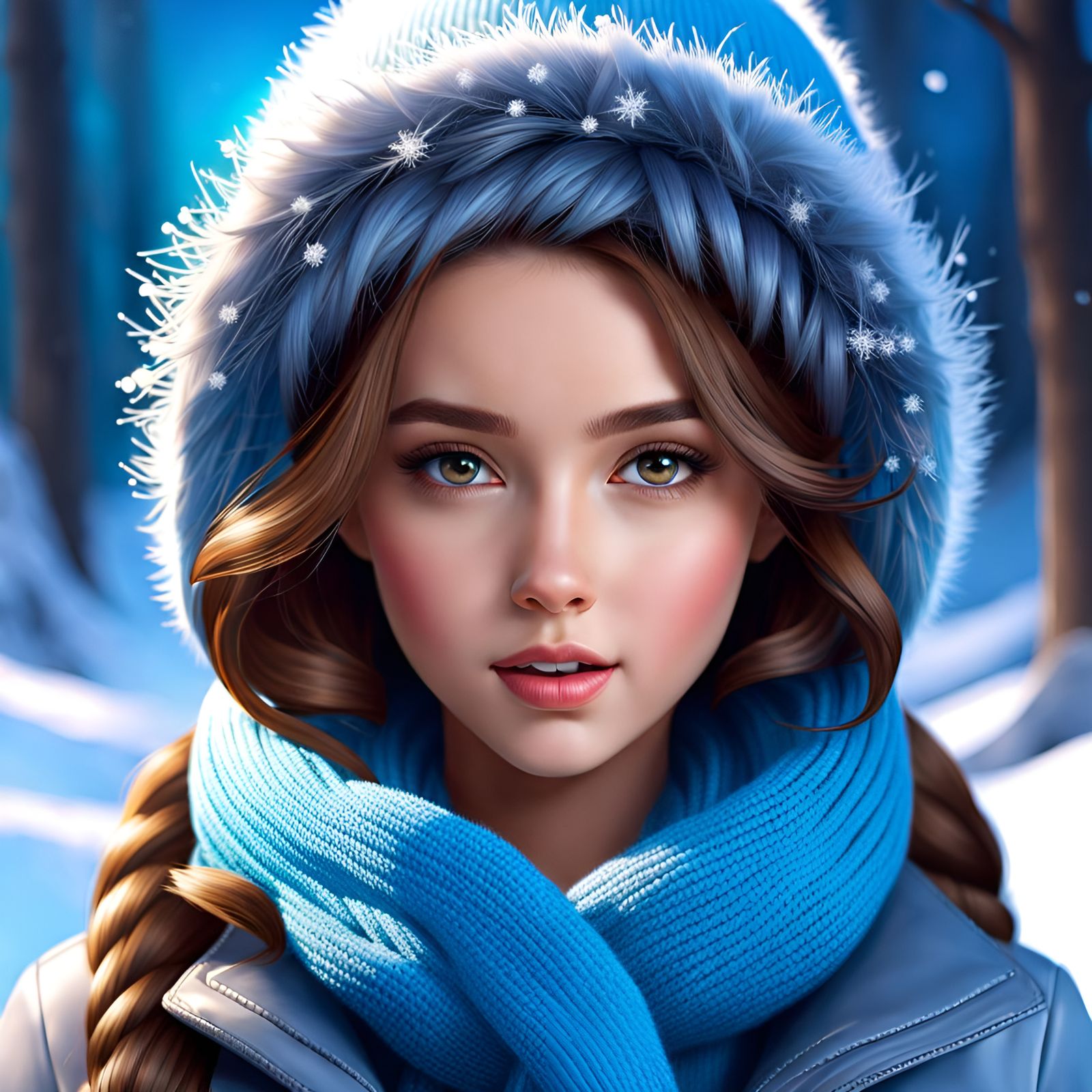 Winter Haired Girl in 4K Photorealistic Style