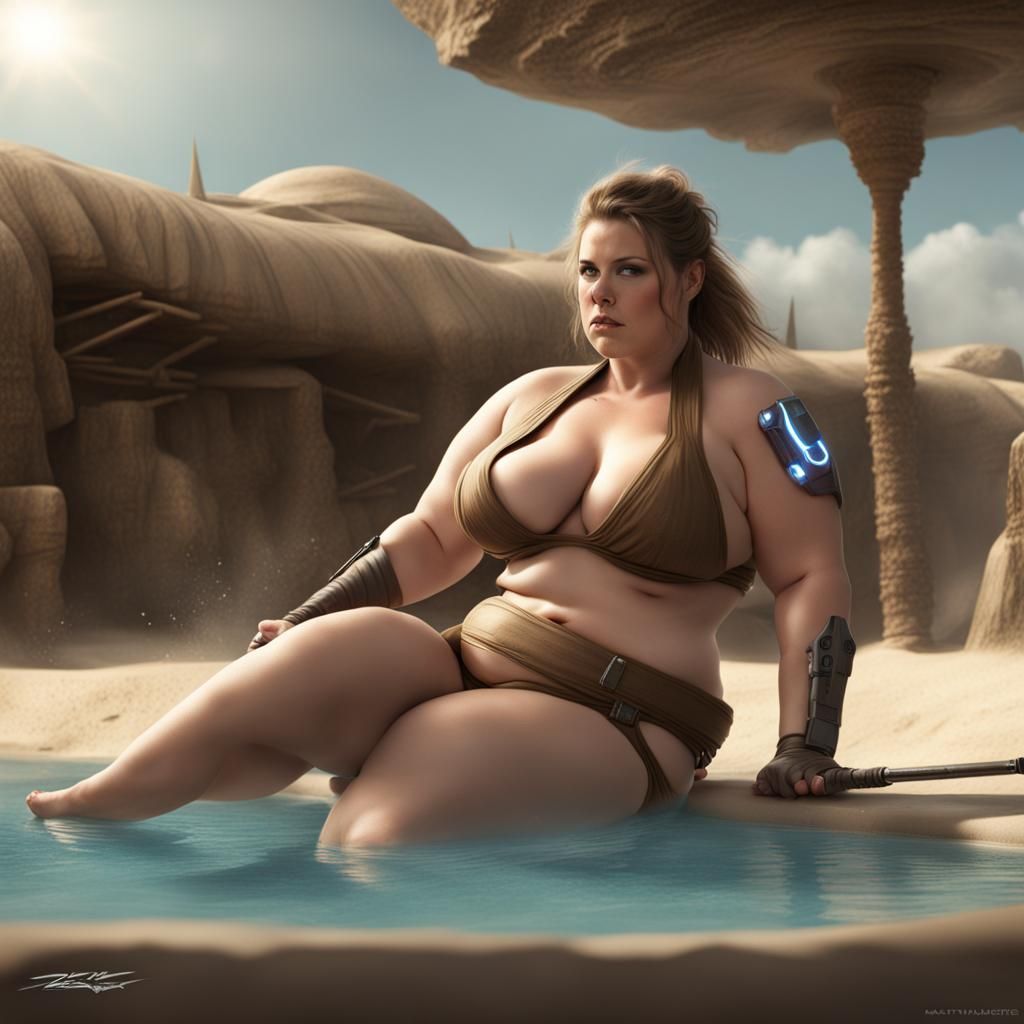 BBW Female Jedi in Action: Matte Painting