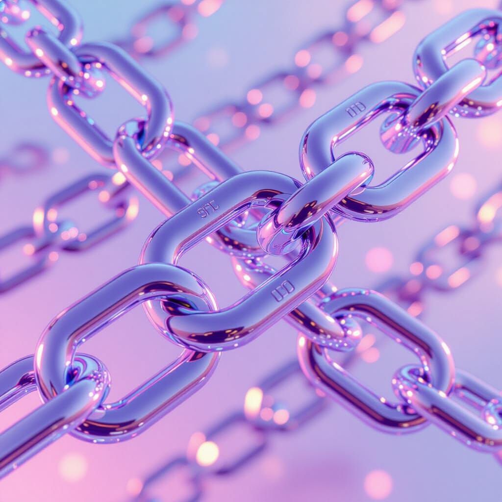 Interconnected Chains in a Futuristic Digital Rendering