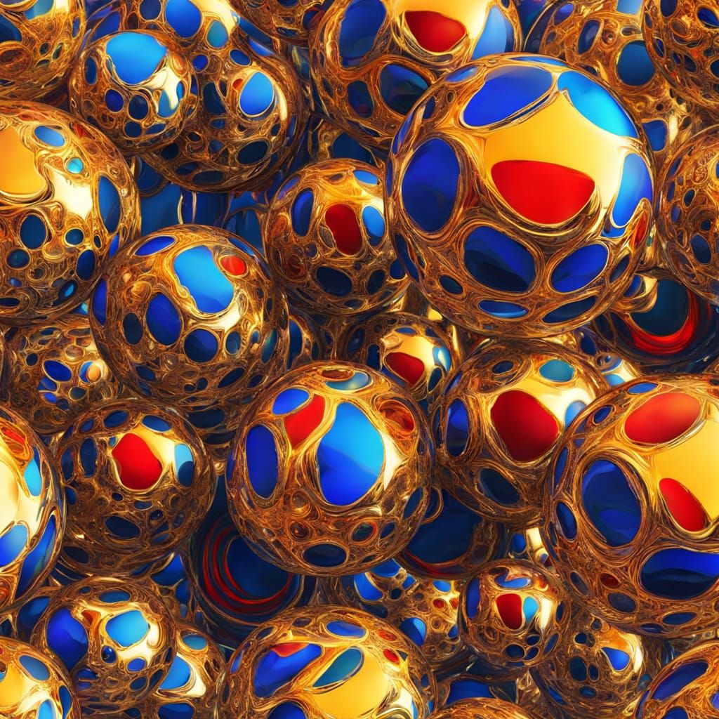 Chrome Spheres in Abstract Expressionist Oil Painting