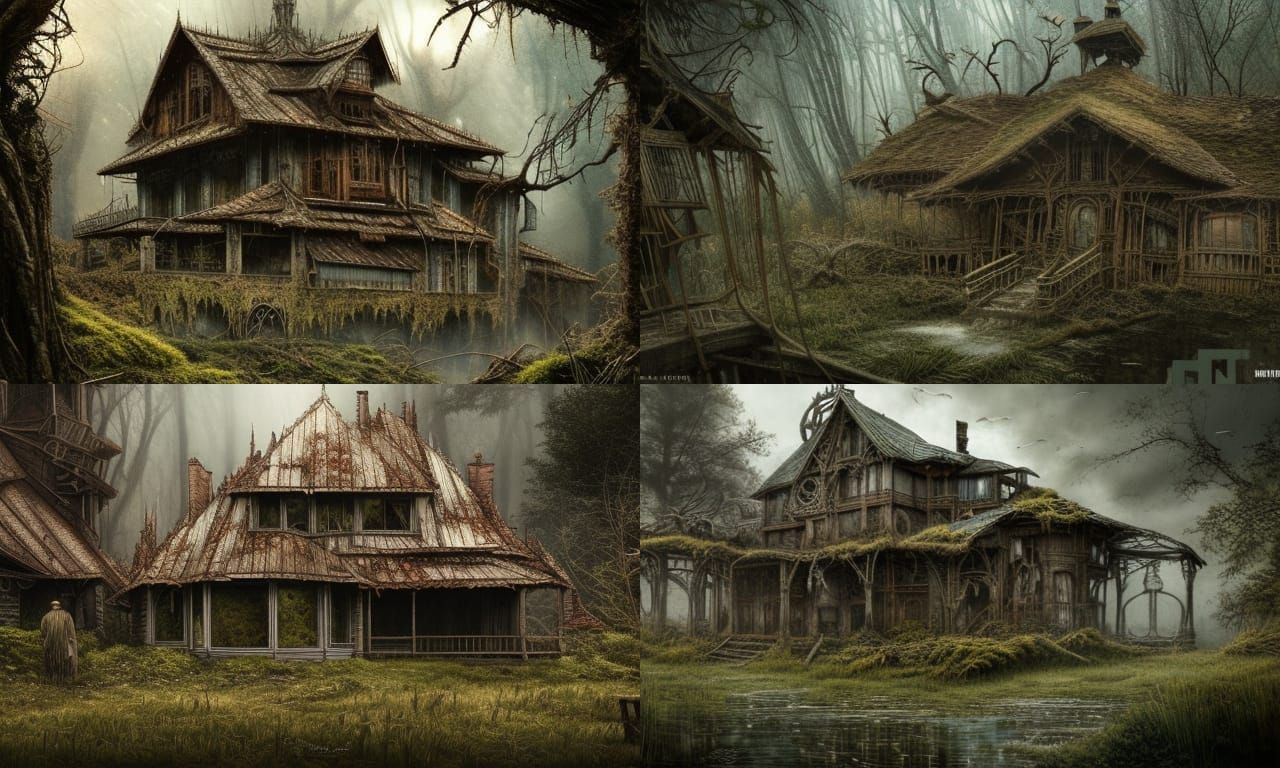 Mossy Homestead in Dark Fantasy Style