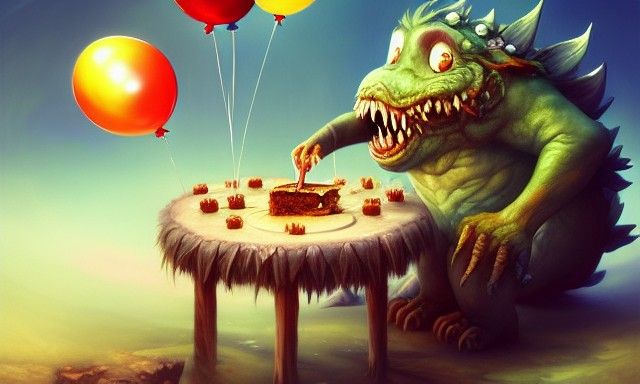 Monster Eating Cake