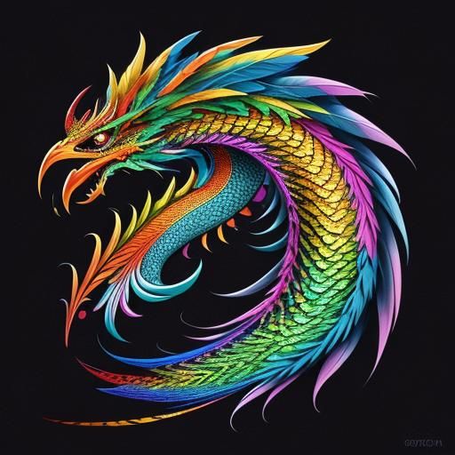 Rainbow Dragon Scale Man: Abstract Art