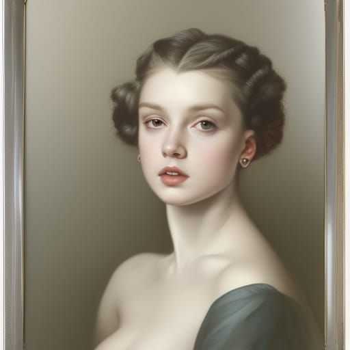 Beautiful Young Woman Portrait in Digital Art Style