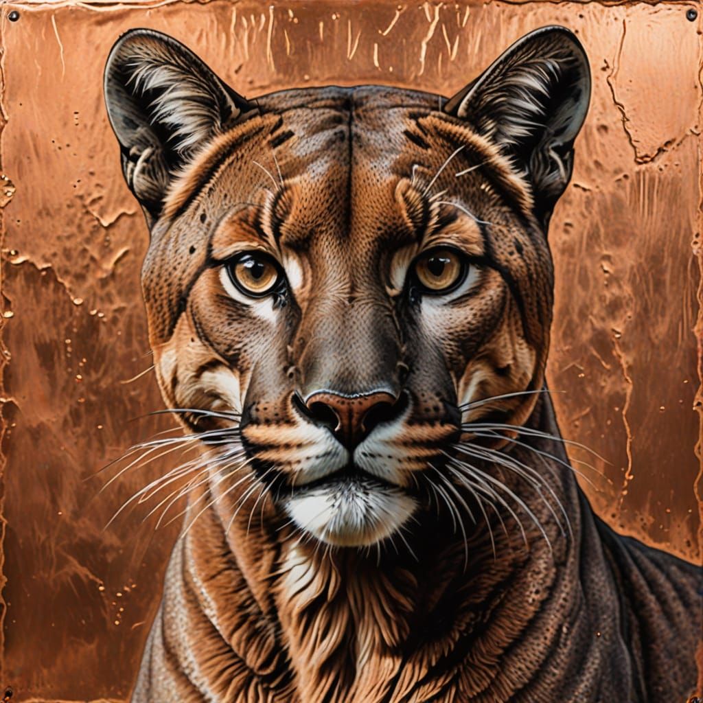 Copper Cougar Sculpture