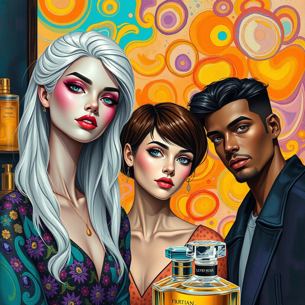 Friends in Perfume Store: Klimt and Schiele Inspired