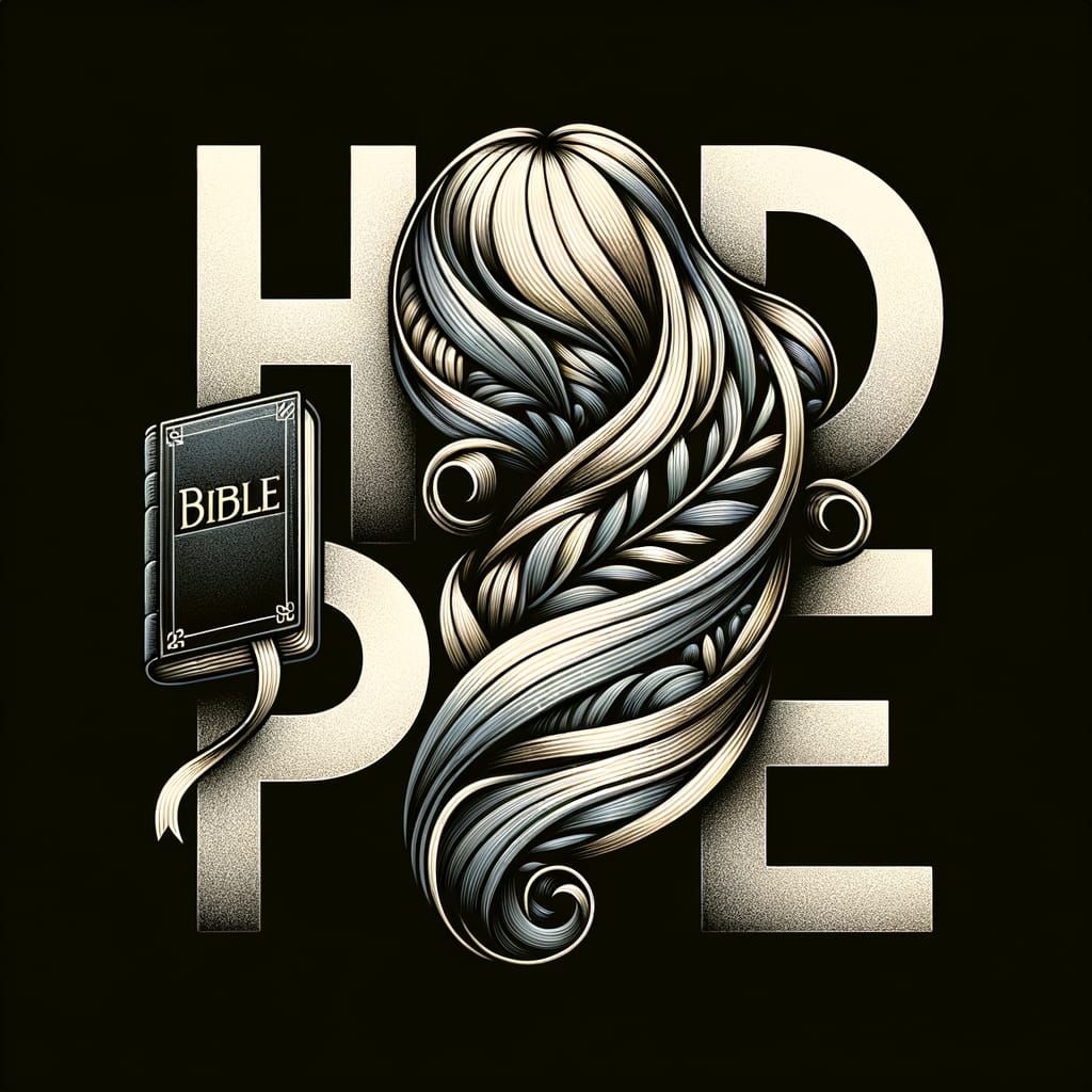 The Word Hope Adorned with Hair and Bible