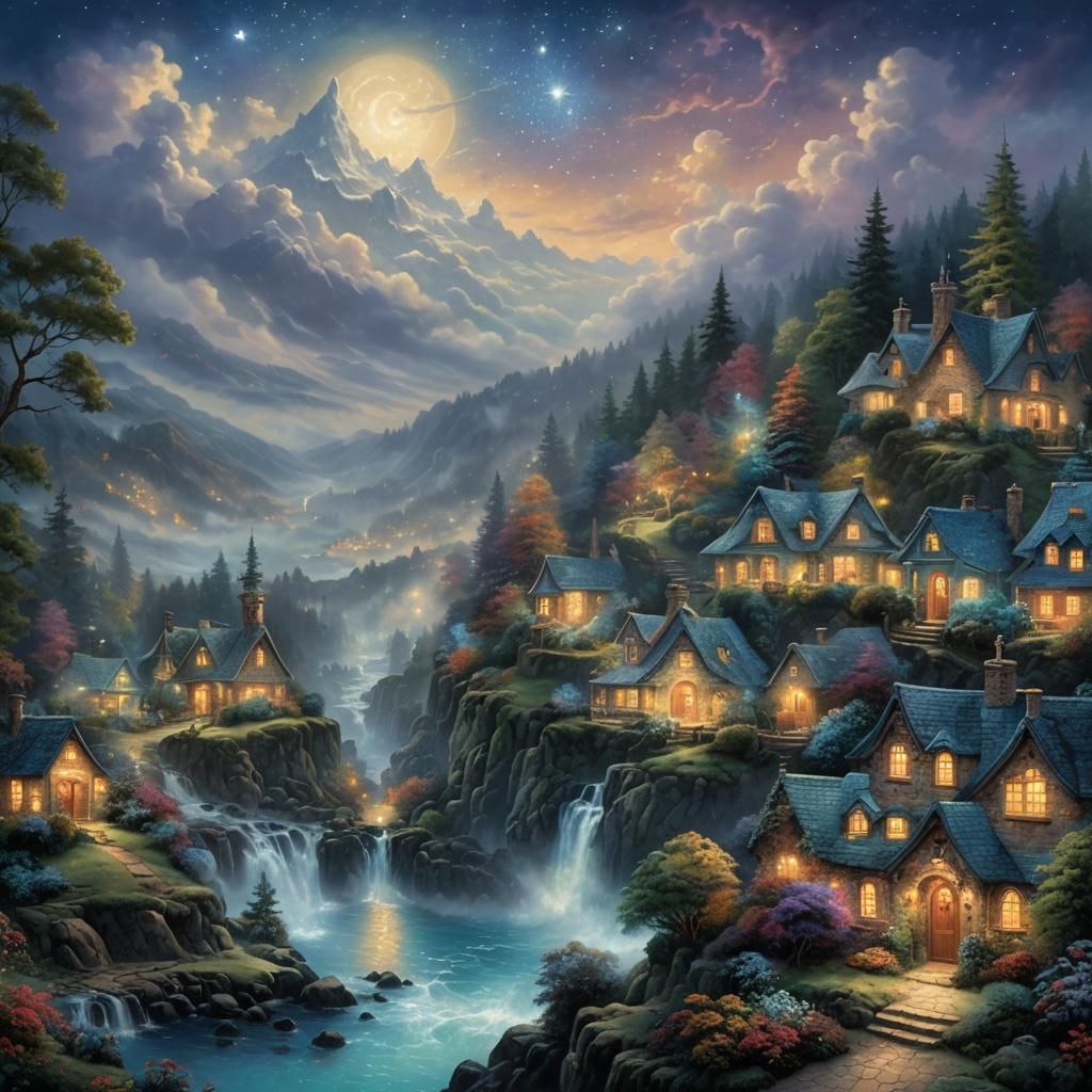 Ethereal Night Sky with Fantasy Mist