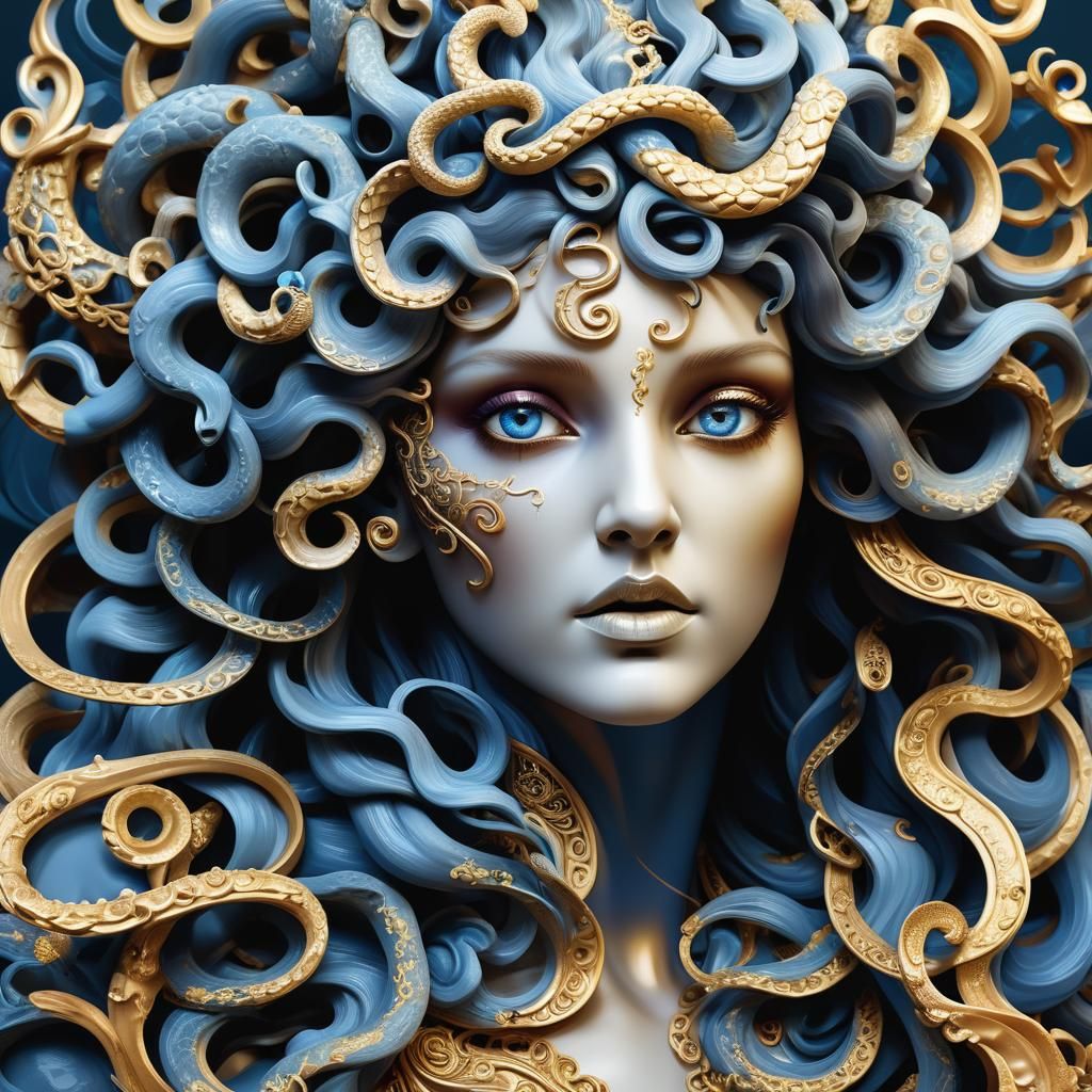 Baroque Portrait of Medusa with Serpentine Hair