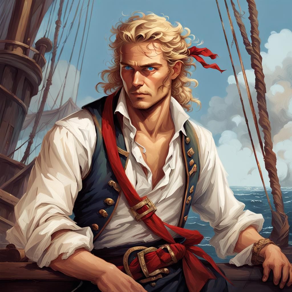 Pirate on Deck in Golden Light