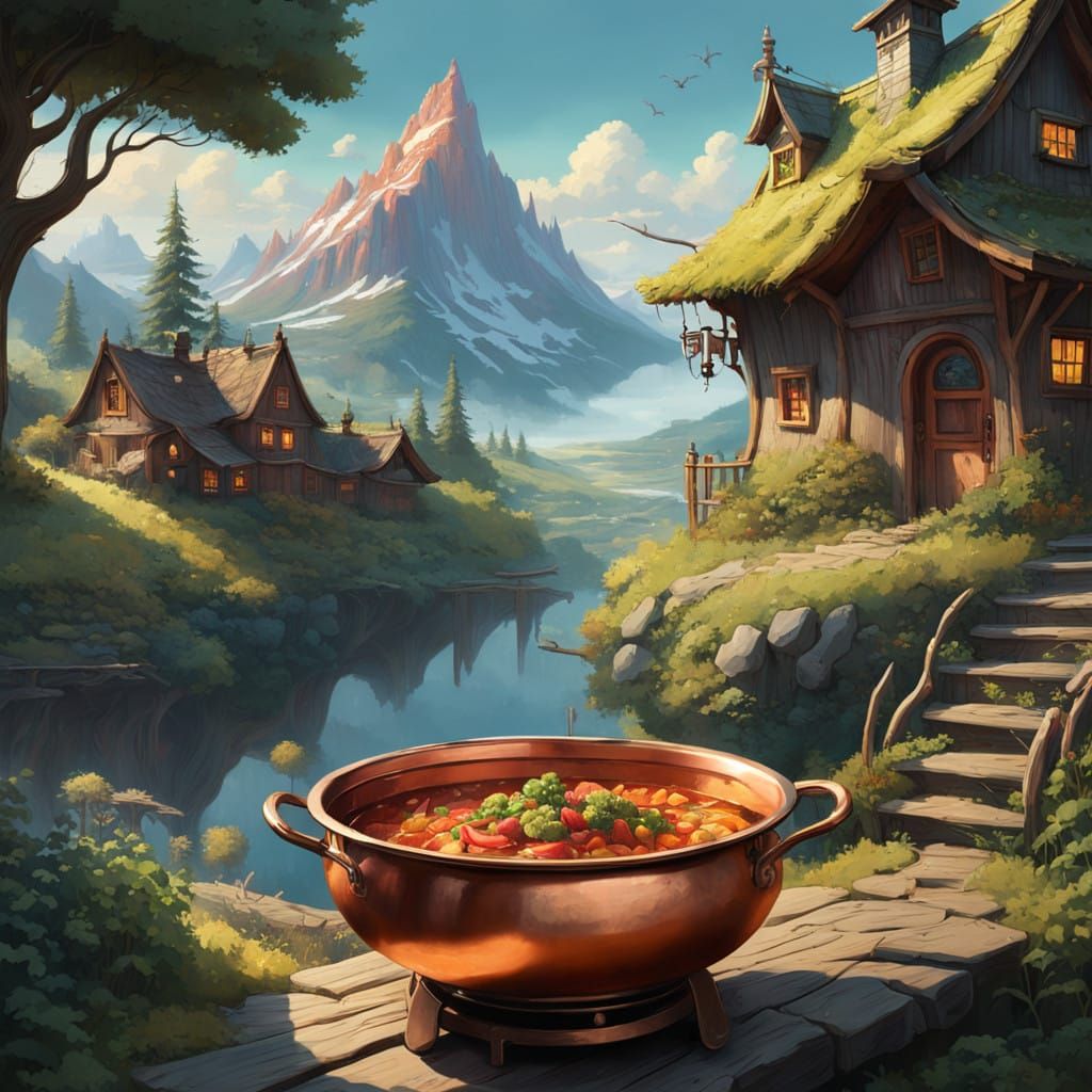 Dreamlike Winter Stew in Majestic Copper Pot
