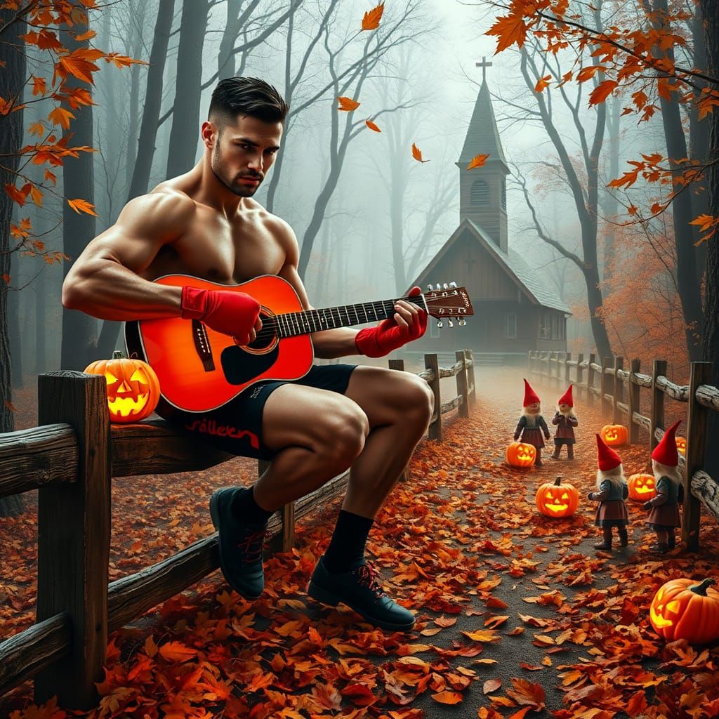 Boxer's Autumn Serenade in a Mystical Forest