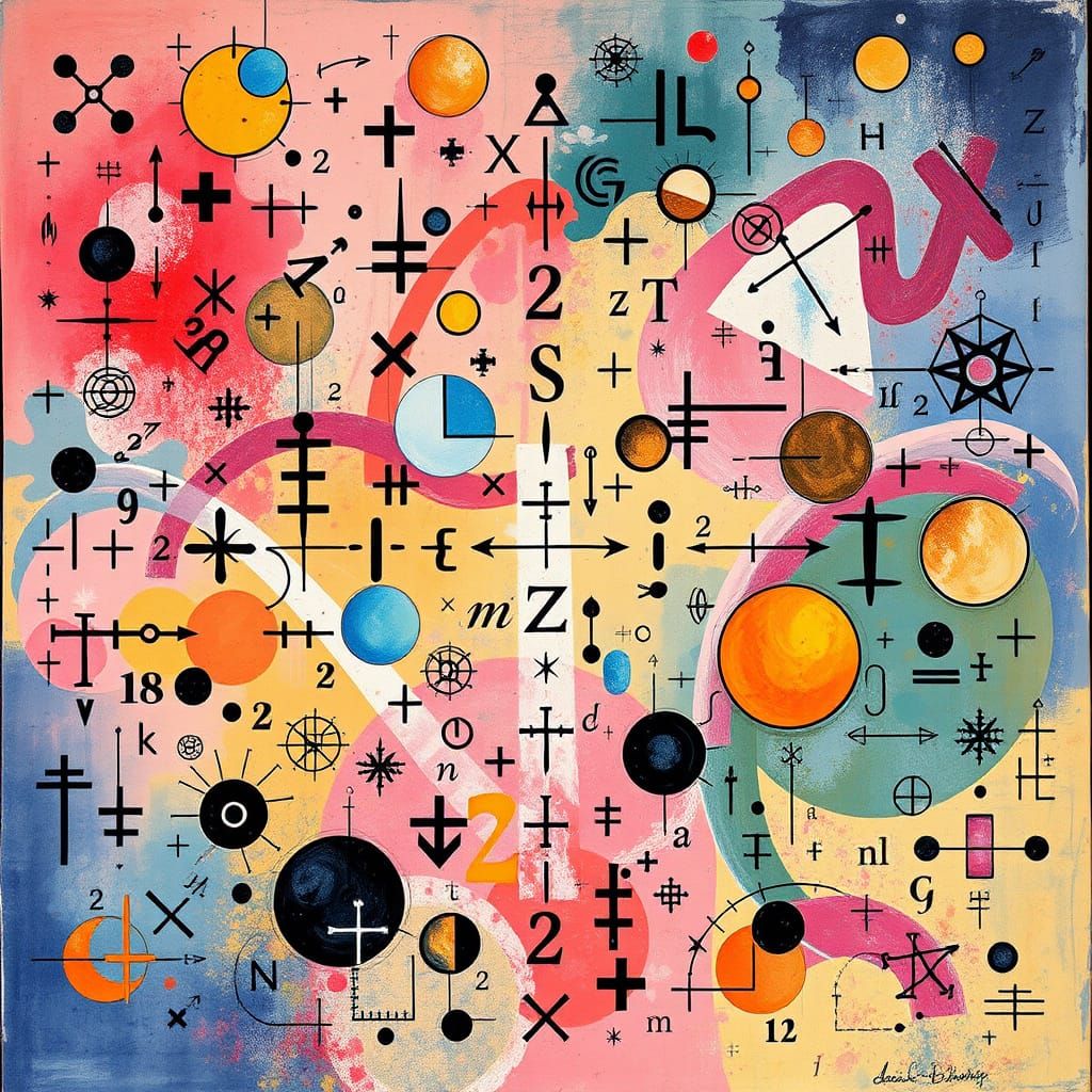 Psychedelic Math Symbol Pattern in Calming Colors