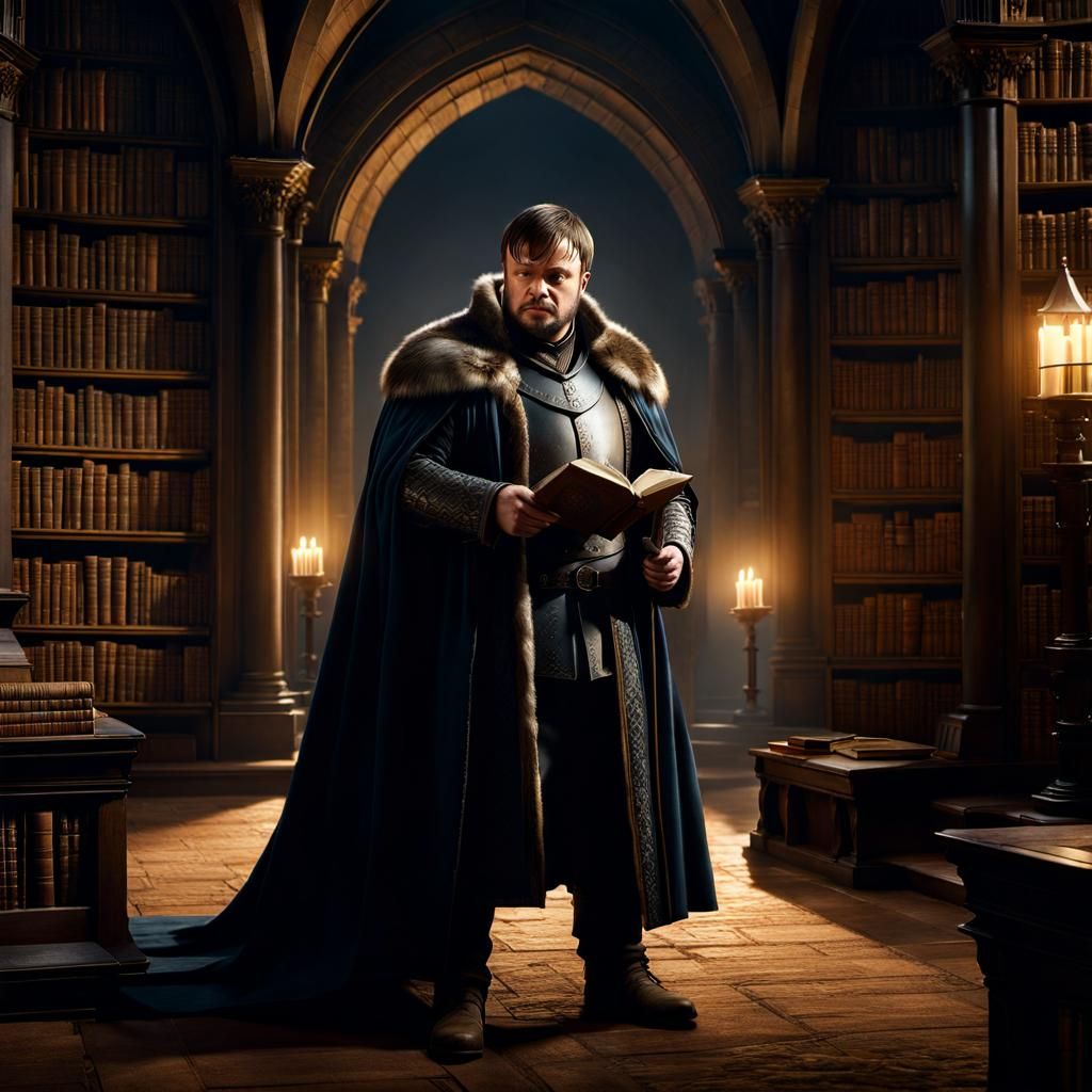 Sam surreptitiously researching the cure for Jorah's Greyscale: Game of Thrones