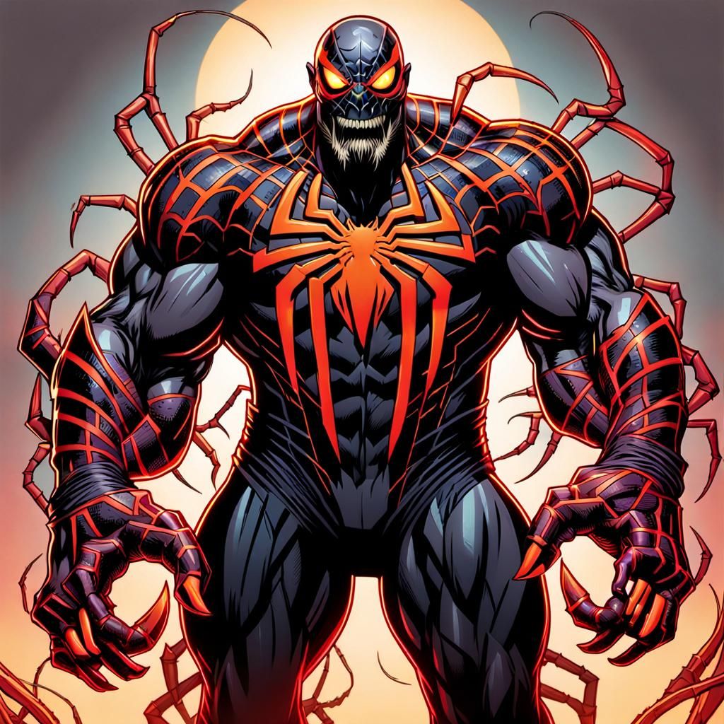 Tribal Symbiote Man in Comic Book Style