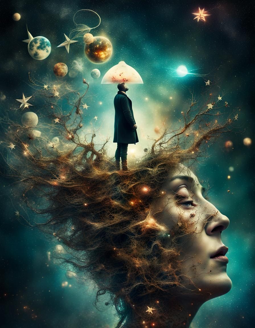 Surreal Stars Colliding: Holographic Cosmic Illustration