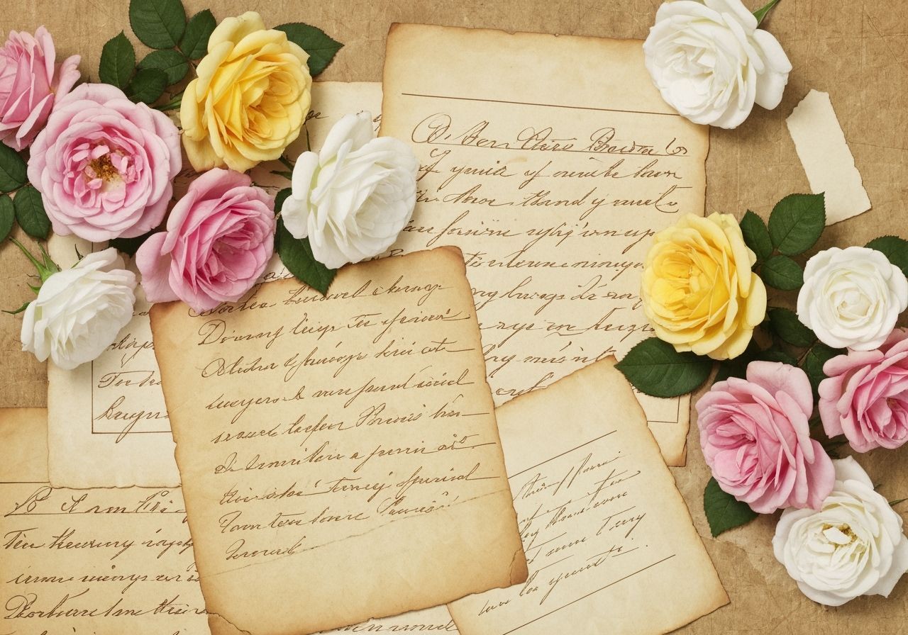 Vintage Roses and Handwritten Letters in Romantic Setting