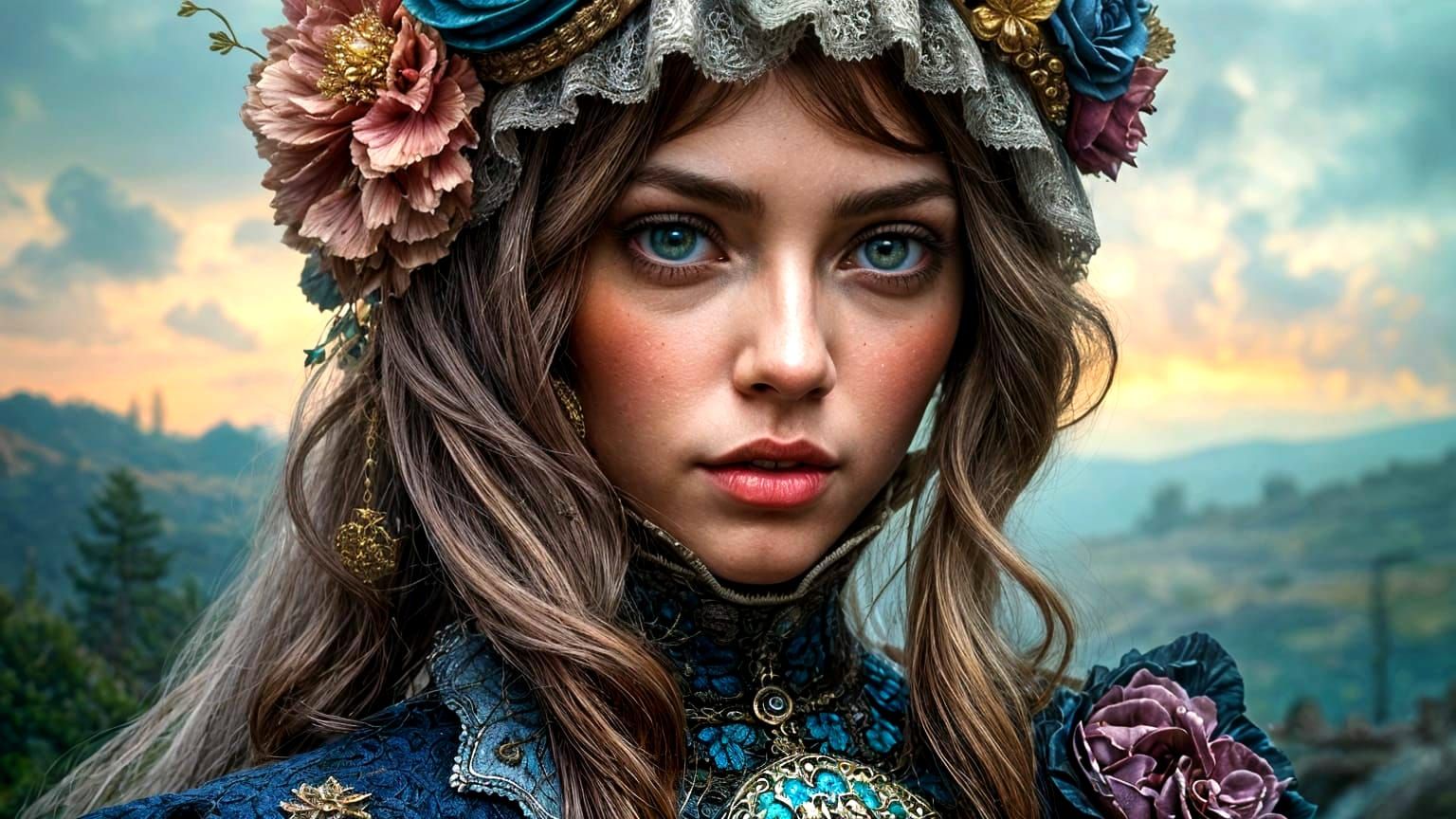Majestic Fantasy Portrait in Vibrant, Hyper-Realistic Style