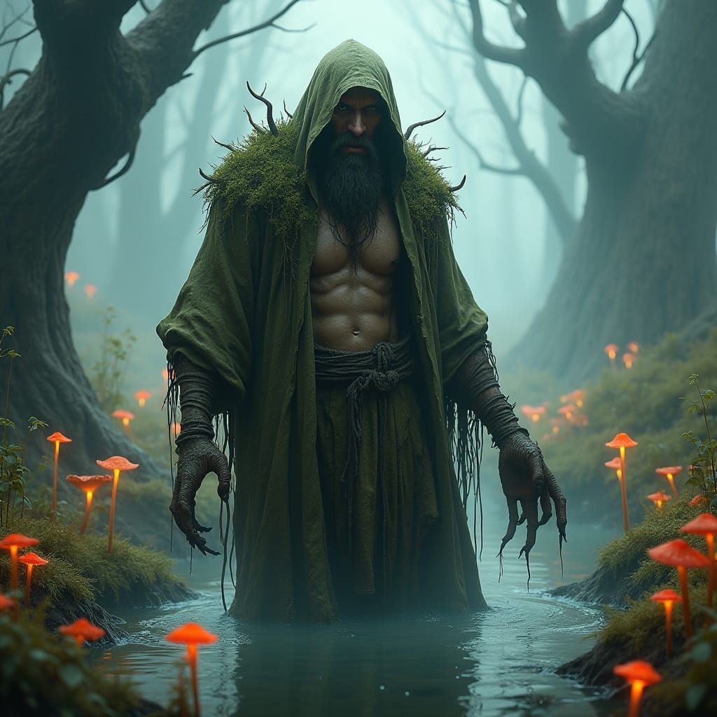 Male Bog Hag Emerges from Mystical Wetland