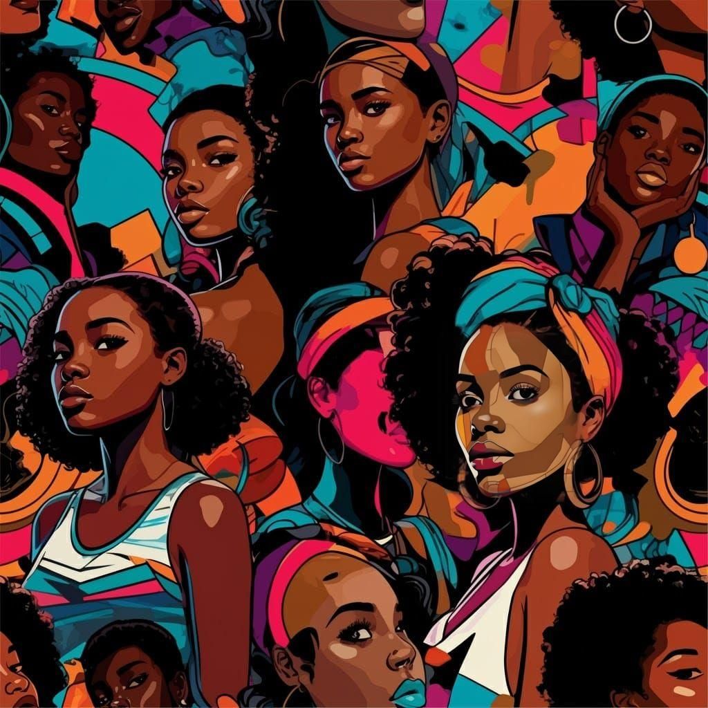 Pop Art Black Women with Doodles