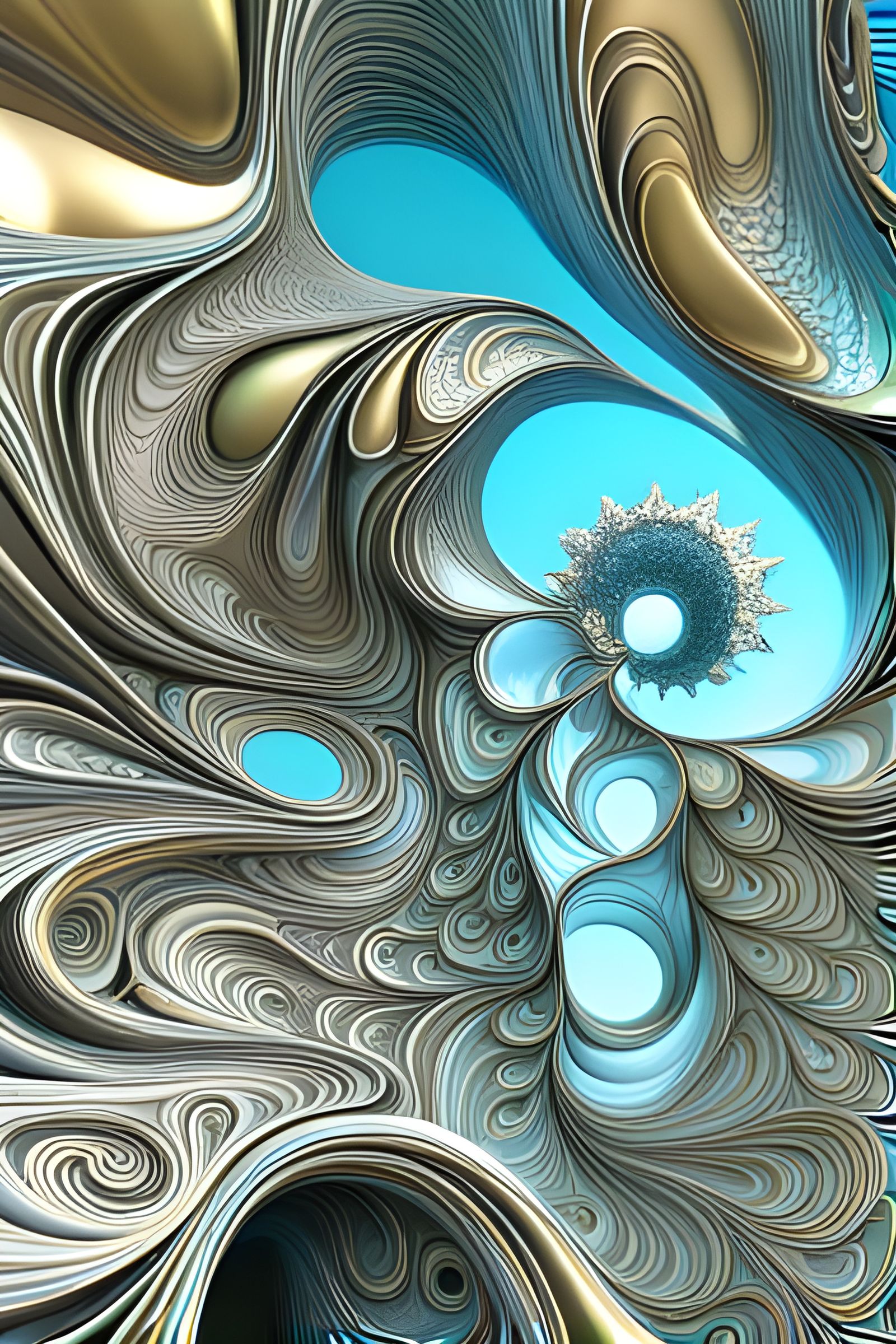 Iridescent 3D Fractal Sculptures in Liminal Style