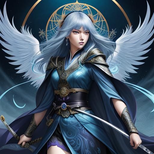 Phoenix Tarot Reader in Japanese Manga Style