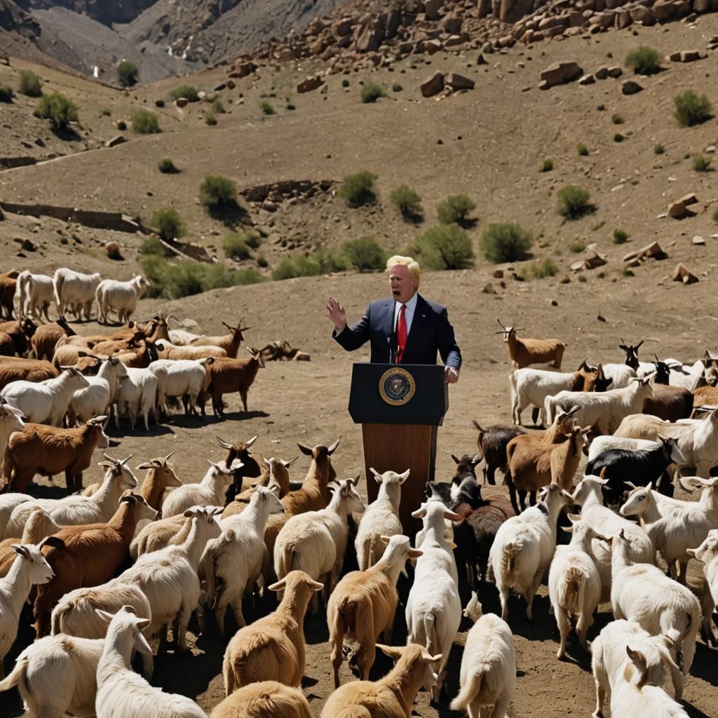 Politician Delivers Speech to Goats